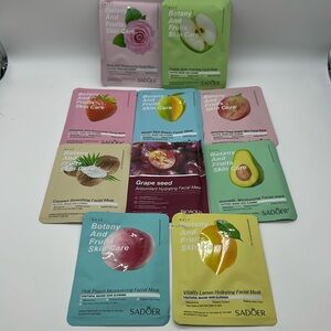 Sadoer 10 piece Botany and Fruit Skin Care Face Mask Moisturizing Brighten